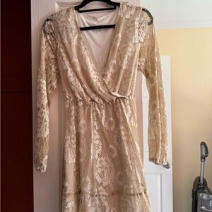 SHEIN Lace Dress in Nude